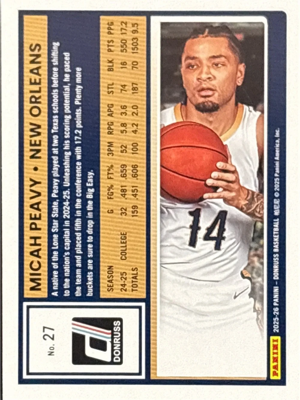 Panini Donruss Green Rated Rookie Basketball Trading Card - Green Prizm